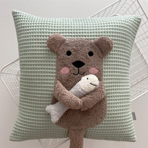 35x35 Kissen Otter mit Fisch
